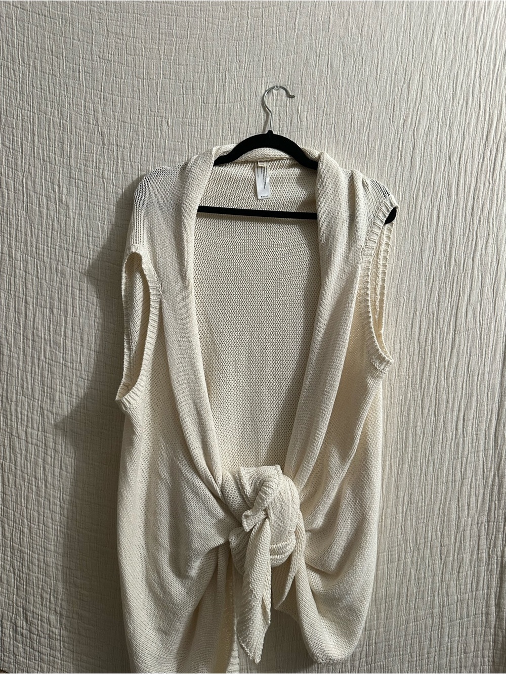 Eileen Fisher Cream Tie-Front Sleeveless Knit Sweater Vest Sz s/m